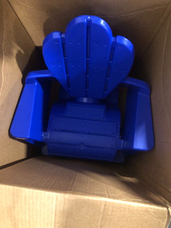 Photo 1 of American Plastic Toys Kids’ Adirondack Chairs (Pack of 4), Blue, Outdoor, Indoor, Beach, Backyard, Lawn, Stackable, Lightweight, Portable, Wide Armrests, Comfortable Lounge Chairs for Children Blue (4pk)