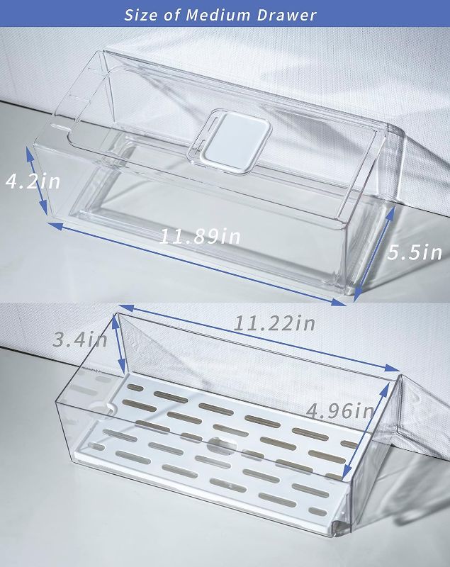 Photo 1 of 2Pack Fridge Organizer Bins with Pull Out Drawer Stackable Refrigerator Drawers Set for Save Vertical Space, Clear Cabinet Organizers for Kitchen Pantry Bedroom Office Closet Produce Storage