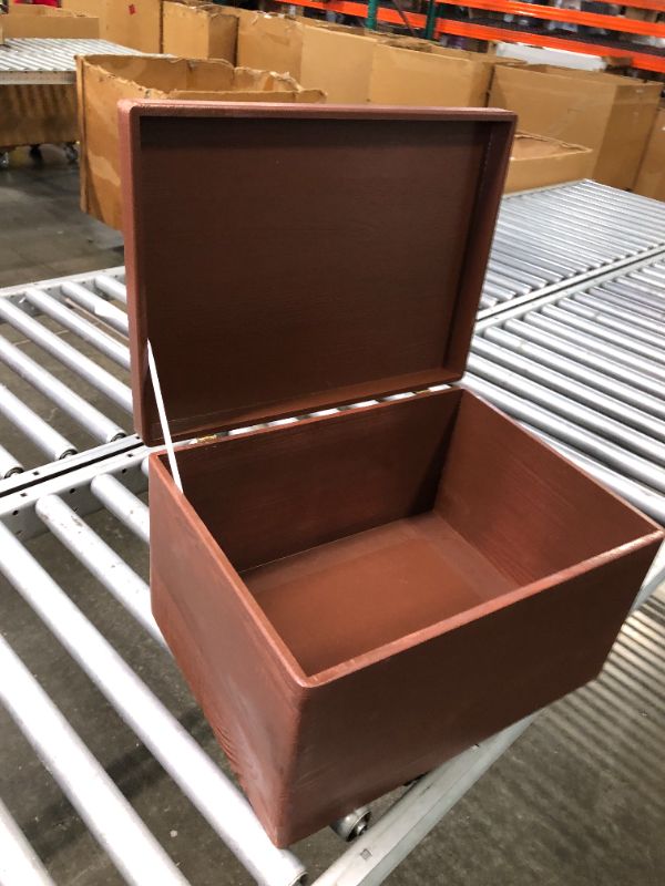 Photo 4 of Creative Deco Large Brown Wooden Box Storage with Hinged Lid | 15.8 x 11.8 x 9.44 inches (+-0.5) | Gift Box for Tool Dog Toy Shoes Clothes Kitchen Storage Document | Wood Keepsake Chest Brown XXL | No Handles