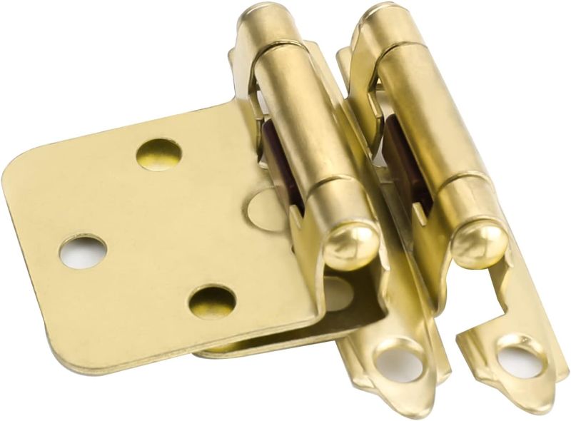 Photo 1 of 30 Pairs (60 Units) homdiy Gold Cabinet Hinge Self Closing Kitchen Cabinet Hinges - 1/2 Inch Overlay Brushed Brass Cupboard Hinges Face Mount Cabinet Hardware for Cabinet Doors
