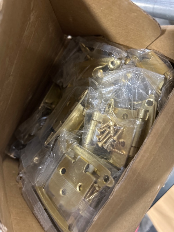 Photo 1 of 30 Pairs (60 Units) homdiy Gold Cabinet Hinge Self Closing Kitchen Cabinet Hinges - 1/2 Inch Overlay Brushed Brass Cupboard Hinges Face Mount Cabinet Hardware for Cabinet Doors
