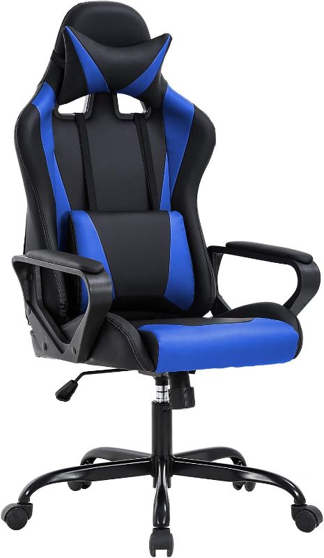 Photo 1 of BestOffice High-Back Gaming Chair PC Office Chair Computer Racing Chair PU Desk Task Chair Ergonomic Executive Swivel Rolling Chair with Lumbar Support for Back Pain Women, Men,Blue
