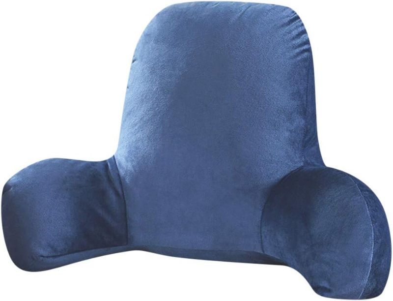 Photo 1 of  20x15in Small Reading Pillow, Bed Pillow with Armrest, Back Backrest for Sitting in Bed, Reading & Bed Rest Pillows, Solid Color Back Pillow for Bed, Bed Chair Arm Pillow (Blue)