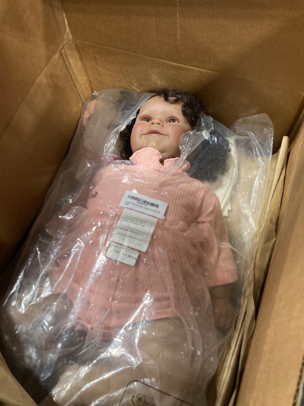 Photo 1 of Angelbaby Reborn Real Life Baby Dolls 24inch Soft Silicone Realistic Weighted Dark Brown Skin Newborn Reborn Toddler Girl Doll Detailed Toys for Children Gifts Pink-24in