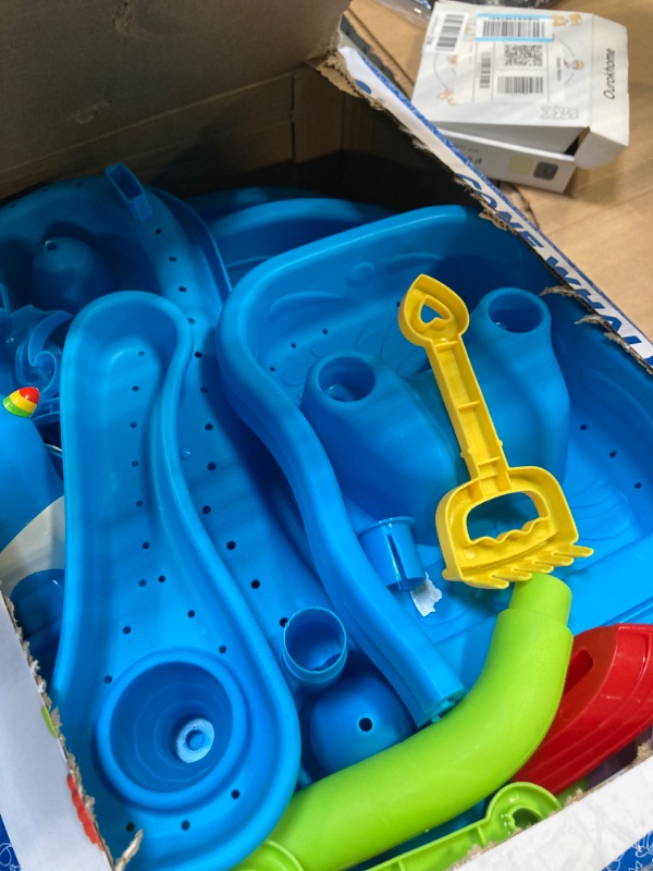 Photo 1 of deAO 3 Tier Sand Water Table Beach Summer Toys Sandbox Table Outdoor Activity Sensory Play Table with Dolphin Water Wheel, Molds,Sand Water Toys for Outdoor Backyard for Kids Boys Girls
