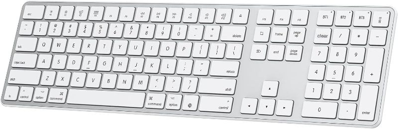 Photo 1 of OMOTON Bluetooth Keyboard for Mac, Wireless Keyboard with Numeric Keypad, Multi-Device, Rechargeable, Compatible with MacBook Pro/Air, iMac, iMac Pro, Mac Mini, Mac Pro Laptop and PC (Silver)
