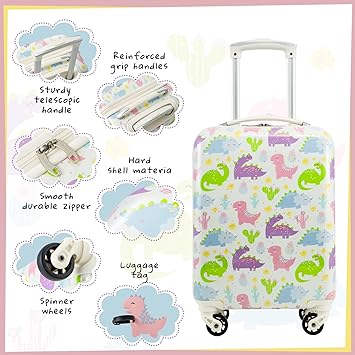 Photo 1 of  Coolife Kid’s Luggage16’’ Carry on Hardside Spinner Toddler Luggage Travel Rolling Luggage Girls Boys Dinosaurs 