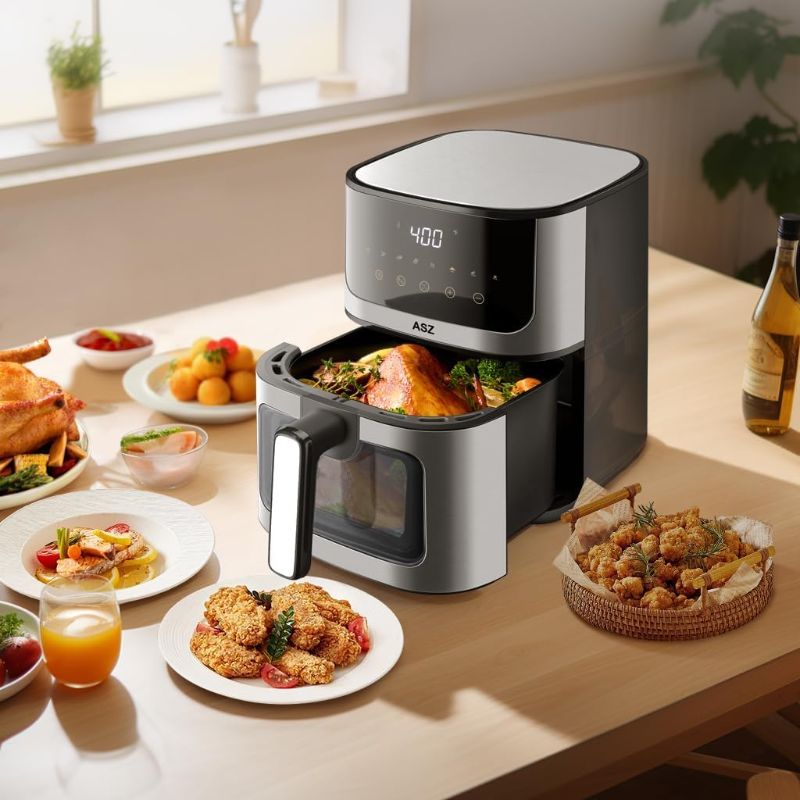 Photo 1 of ASZ Compact 5 qt Air Fryer with Window- Digital Airfryer 5qt Portable - 8 Presets Bake Toast Broil Reheat Bacon - 1400W, Non-Stick Basket, 60m Timer, 400?, Automatic Shutoff, Quiet Air Cooker