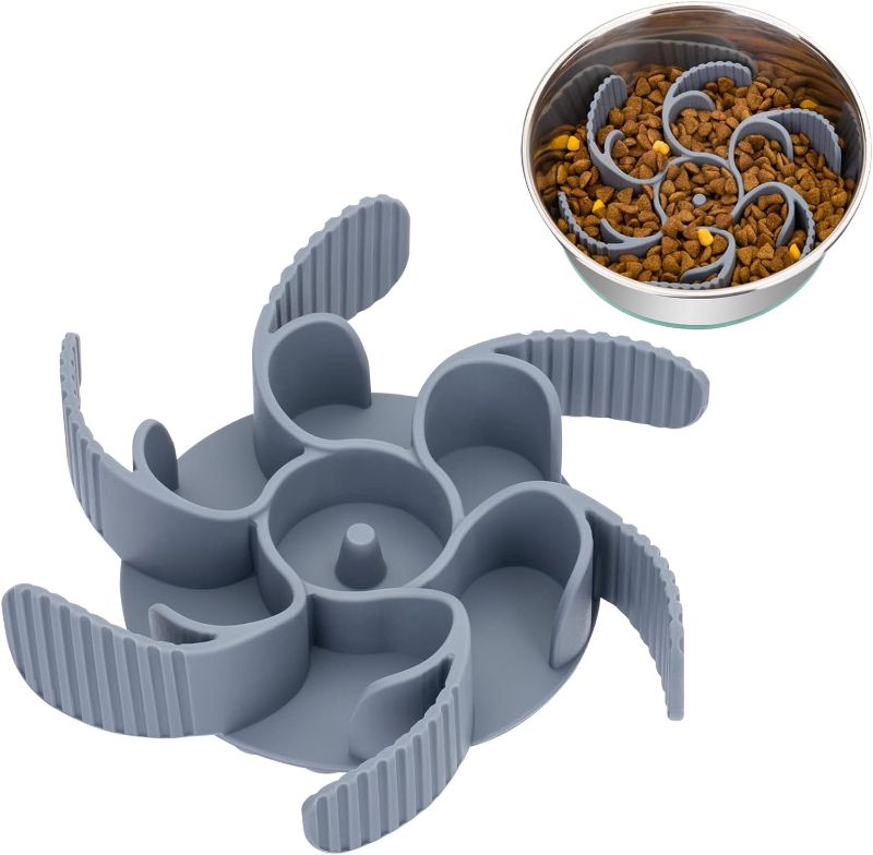 Photo 1 of Keegud Slow Feeder Dog Bowls Insert [36 Octopus Suction Cups] Super Firm Eating Bowl [Cuttable] for Large Breed and Medium Size Compatible with Regular Elevated (Turbine)
