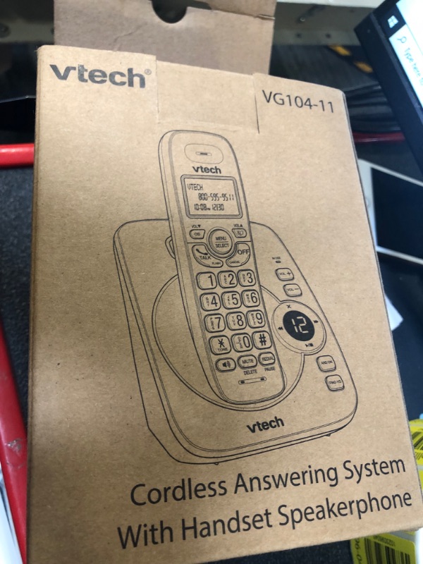 Photo 3 of VTech VG104-11 DECT 6.0 Cordless Phone for Home with Answering Machine, Blue-White Backlit Display, Backlit Buttons, Full Duplex Speakerphone, Caller ID/Call Waiting, Reliable 1000 ft Range (Black) Caller ID + Answering Machine Black