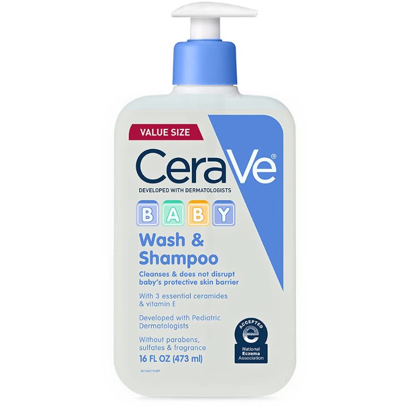 Photo 1 of CeraVe Baby Wash & Shampoo | 2-in-1 Tear-Free for Skin Hair Fragrance, Paraben, Dye, Phthalates Sulfate Free Bath| Soap with Vitamin E 16 Ounce
