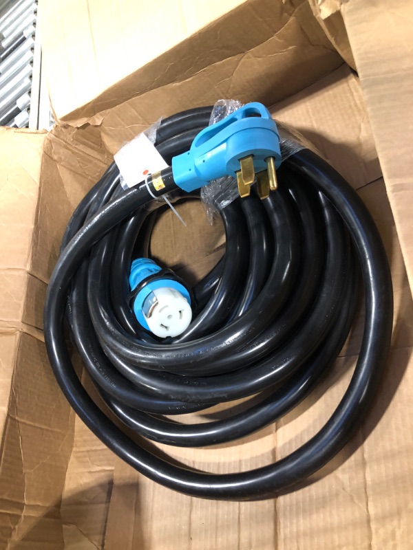 Photo 3 of CircleCord UL Listed 50 Amp 50 Feet RV / Generator Cord with Locking Connector, Heavy Duty 6/3+8/1 Gauge STW Wire, 14-50P Male and SS2-50R Twist Locking Female for RV Camper and Generator to House Blue 50 Amp 50 FT Locking