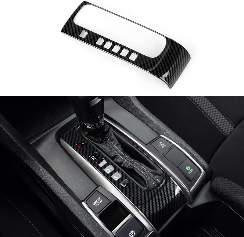 Photo 1 of BRMYL Car Gear Shift Panel Cover Decals for Honda Civic 2016 2017 2018 2019 2020 2021 10th Gen Accessories ABS Carbon Fiber Stickers