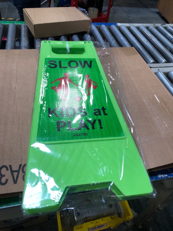 Photo 2 of Children at Play Safety Signs For Street Kids at Play Signs For Street Slow Down Signs For Neighborhoods Kids Playing Reflective Caution Sign (3 Pack) Green