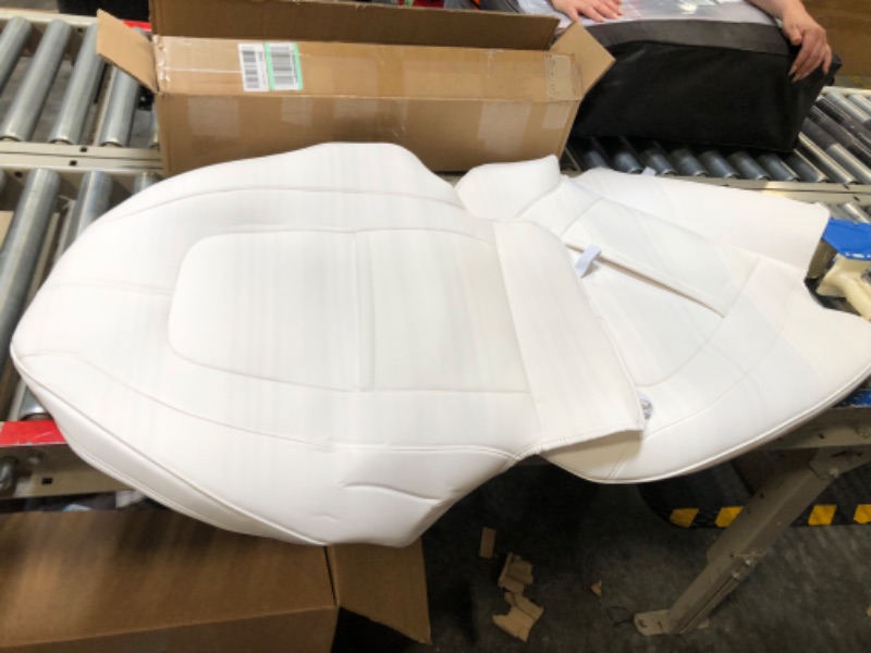 Photo 2 of Basenor Tesla Model 3 Model Y Model S Model X Leather Seat Back Kick Protectors Kick Mats White Set of 2