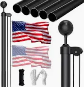 Photo 1 of 25FT Sectional Flag Pole Kit - Heavy Duty Flag Pole for Outside House, Aluminum Flagpole with 3x5 USA Flag, Outdoor Flag Poles for Yard, Garden, Residential or Commercial ** flsg may not be included**

