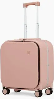 Photo 1 of Mixi Carry On Luggage, 18” Suitcase with Front Laptop Pocket, Travel Luggage Aluminum Frame PC Hardside with Spinner Wheels & TSA Lock and Cover (Not for Underseat) -Pink
