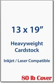 Photo 1 of 13" x 19" Cardstock Sheets for Inkjet or Laser Printers - Heavy 80lb Cover Matte Finish White - Great for Flyers, Posters, Covers (100 Sheets)
