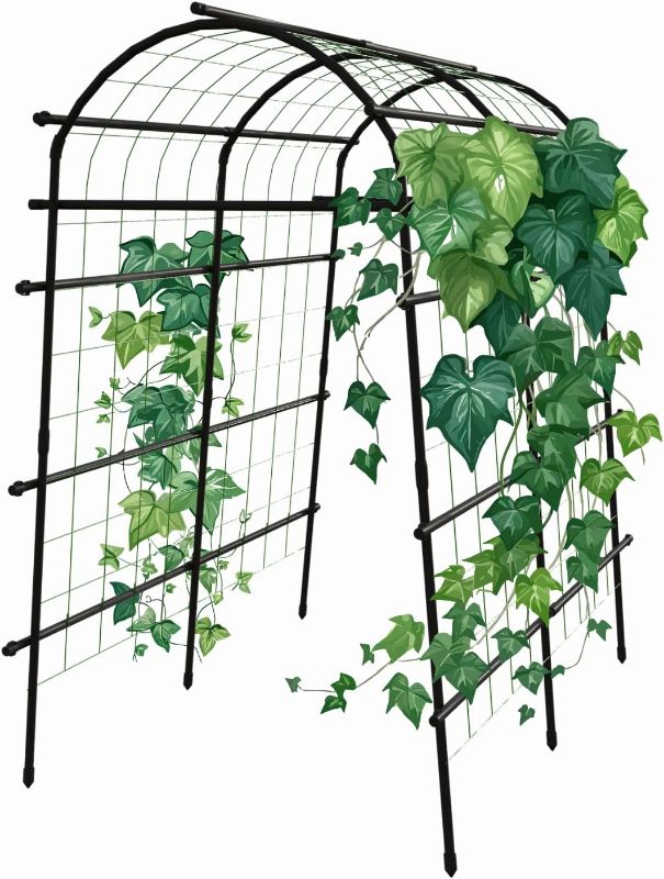 Photo 1 of  Garden Arch 7FT Extra Tall Polyethylene-Coated Stainless Steel Garden for Climbing Plants Outdoor Garden Cucumber  | Gardening arch with Mounting Clips and Nylon Net FOR WEDDINGS