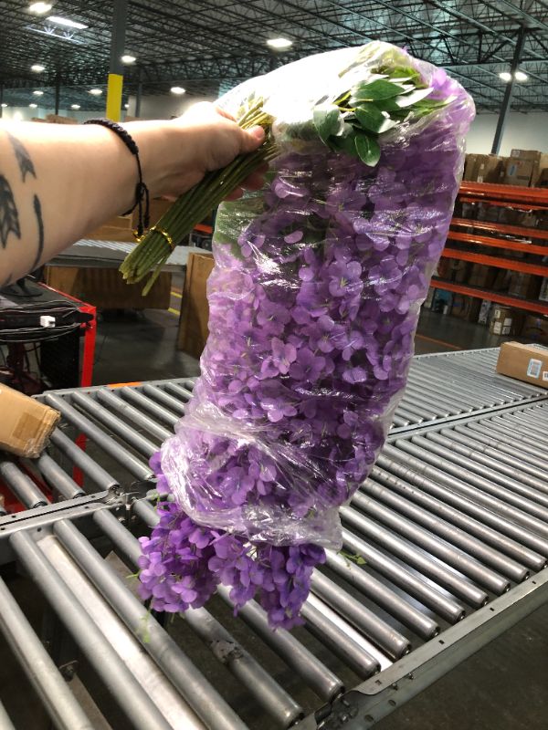 Photo 3 of 12 Pack Wisteria Flower Vines Garland, 3.75 Feet Artificial Flower Strings, Fake Hanging Flowers, Silk Wisteria Garland Flowers, Wisteria Vine for Wedding, Garden, Wall Decoration (Purple Blue)