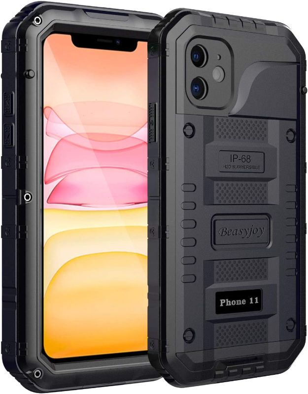 Photo 1 of Beasyjoy iPhone 11 Metal Waterproof Case - Heavy Duty, Shockproof, Dustproof, Rugged Defender, Built-in Screen, Outdoor Protection (Black)
