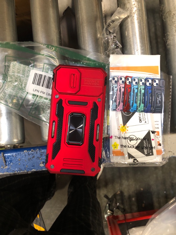 Photo 1 of AUPAI for iPhone 14 Pro Max Case with Slide Camera Cover and Screen Protector, Heavy Duty Military Grade Protective Phone Case with Kickstand for Apple iPhone 14 Pro Max Red