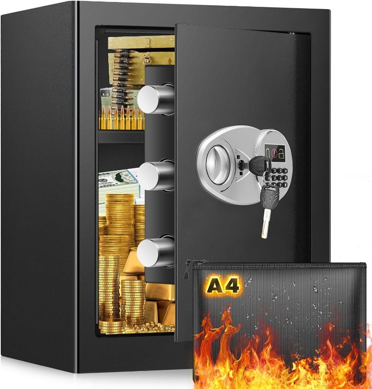 Photo 1 of 1.8 cu ft Large Home Safe Fireproof Waterproof Set, Anti-Theft Home Safe with LCD Electronic Lock & 2 Backup Keys, Digital Security Fireproof Safe for Home Money Firearm Documents Medicines
