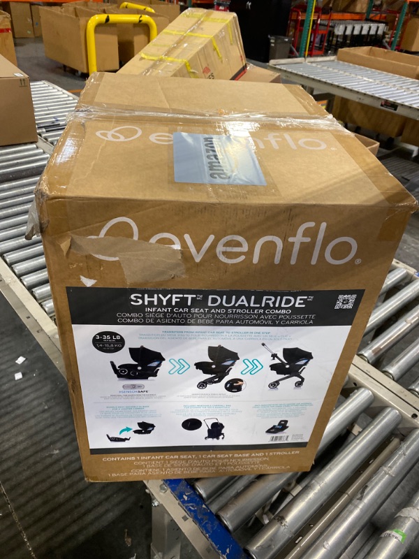 Photo 1 of Evenflo Shyft DualRide Infant Car Seat and Stroller Combo with Carryall Storage (Durham Green) Shyft Dualride Durham Green