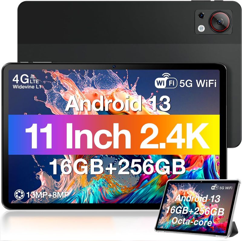 Photo 1 of ***NEEDS NEW OS AND FACTORY RESET*** DOOGEE T30S Android Tablet, 2.4K 11 Inch Tablet Android 13 Tablets with Octa Core Processor, 16GB RAM 256GB ROM, 8580mAh, Dual 13MP Camera, 4 Speakers, 5G WiFi+4G LTE, BT5.0, GPS, Black