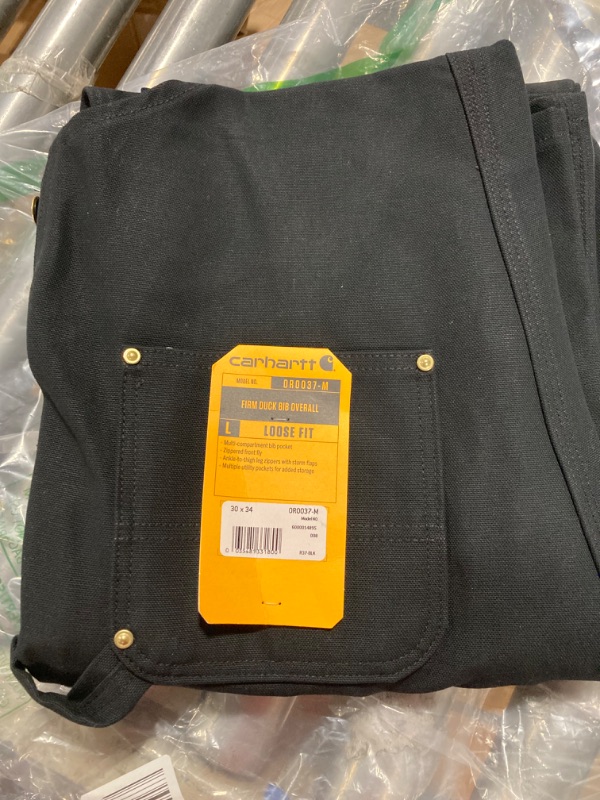 Photo 2 of Carhartt Men's Loose Fit Firm Duck Bib Overall 30W x 34L Black