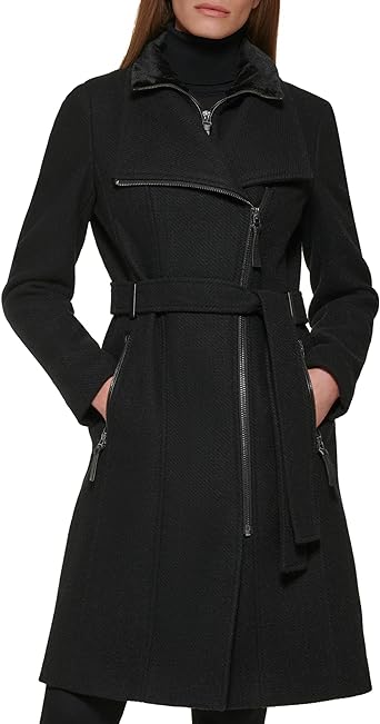 Photo 1 of Calvin Klein Women's Angled Twill Fabric Wing Collar Coat LARGE