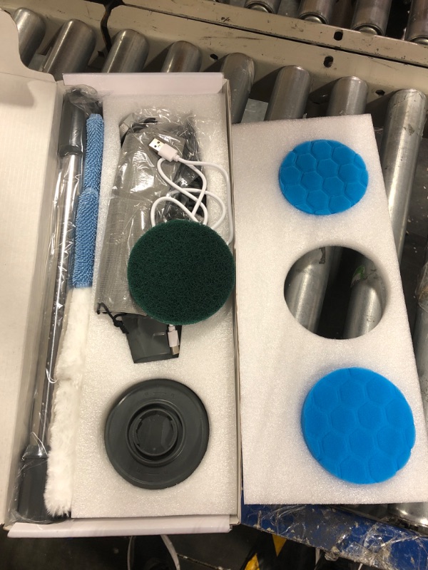 Photo 1 of Electric Spin Scrubber, Cordless Cleaning Brush 1.5H Power Dual Speed, IPX7 Waterproof with 9 Replaceable Brush Heads White-a