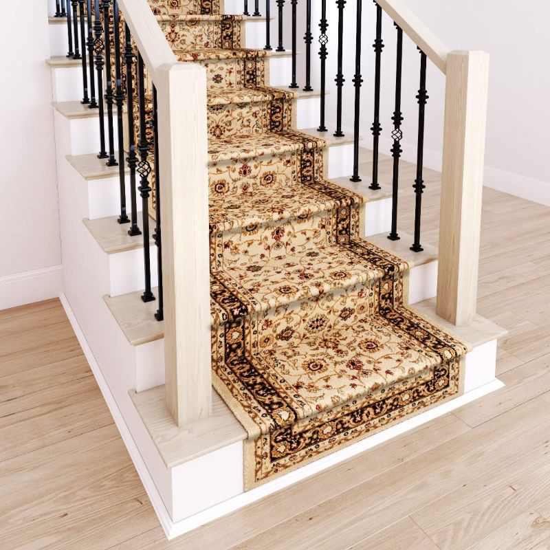 Photo 1 of Westerly Marash Luxury Collection 25' Stair Runner Rugs Stair Carpet Runner with 336,000 Points of Fabric per Square Meter, Ivory
