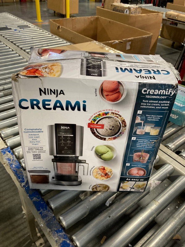 Photo 1 of ***MISSING PARTS****
Ninja NC301 CREAMi Ice Cream Maker, for Gelato, Mix-ins, Milkshakes, Sorbet, Smoothie Bowls & More, 7 One-Touch Programs, with (2) Pint Containers & Lids, Compact Size, Perfect for Kids, Silver 7 Functions + (2) 16 oz. Pints