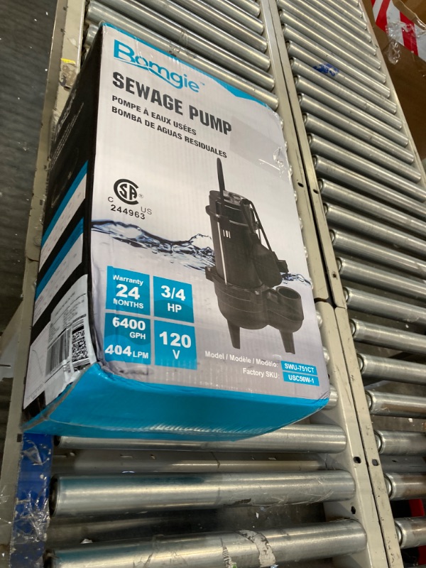 Photo 1 of 3/4 HP Sewage/Effluent Grinder Pump, 6400 GPH Submersible Basement Sewer Pump with 10ft Auto Float Switch, Cast Iron Sump Ejector Pump, 2'' NPT for Sewage Basin, 115V
