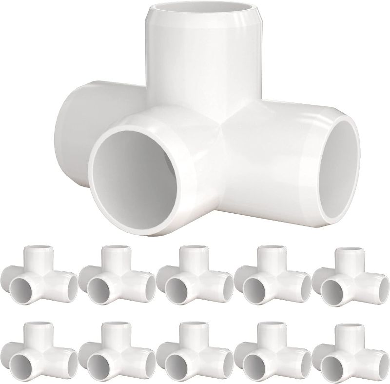 Photo 1 of 1" PVC Fittings 4 Way (10-Pack), Furniture Grade PVC Pipe Connector 1 Inch PVC Elbow for All DIY PVC Structure and Frames, UV Resistant, Fits 1" Sch 40 PVC Pipes
