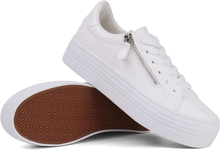 Photo 1 of JABASIC Women Lace Up Platform Sneakers Casual Walking Shoes Low top Fashion Sneakers /8