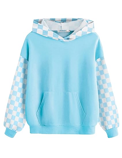 Photo 1 of Greatchy Kids Girls Pullover Hoodies Cute Plaid Long Sleeve Fashion Cover Up Sweatshirts with Pockets Green