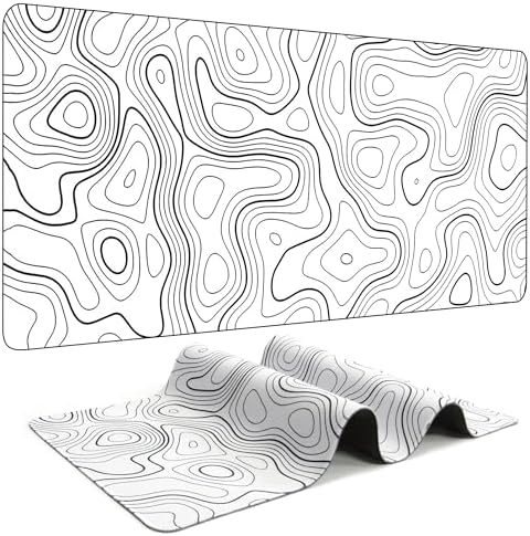 Photo 1 of ?7 Colors 3 Sizes??1 or 2 Pack?Topographic Contour Gaming Mouse Pad Large Mouse Pad for Desk Keyboard and Mouse Pad Desk Mat Computer Mat Protector Mat Office Desk Accessories Gifts - 35.5"L*15.8"W XL-35.5"L*15.8"W 1pack-white