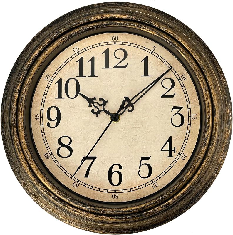 Photo 1 of Plumeet Extra Large Retro Wall Clock, 16'' Non Ticking Classic Silent Vintage Wall Clocks Decorative Kitchen Living Room Bedroom - Battery Operated
