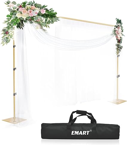 Photo 1 of EMART Heavy Duty Backdrop Stand 8.5x10ft(HxW) Adjustable Background Support System Kit with Steel Base for Photography, Photo Backdrop Stand for Parties Birthday Video Studio - Gold 