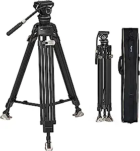 Photo 1 of SmallRig AD-100 FreeBlazer Heavy-Duty Carbon Fiber Tripod System, 78" Video Tripod with One-Step Locking System, 360° Fluid Head and Dual-Mode Quick-Release Plate, Max Load 22 lbs for Camera -3989 