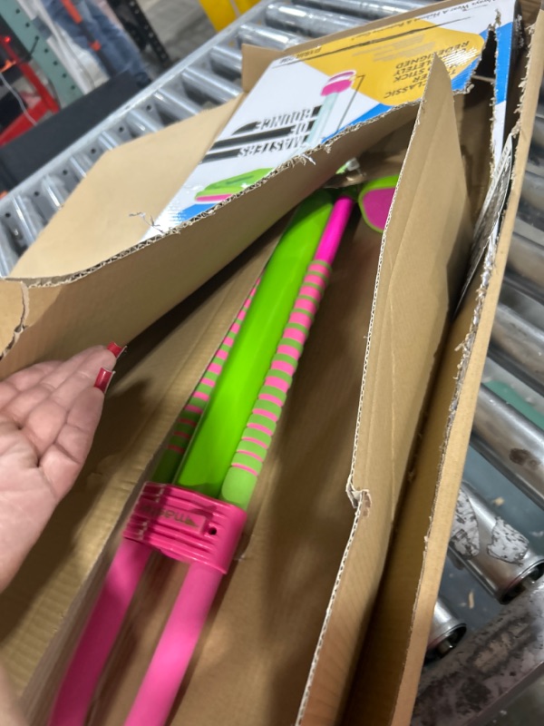 Photo 2 of Flybar Master 2.0 Foam Pogo Stick for Kids Ages 9 and Up, 80-160 Pounds, Outdoor Kids Toys, Pogo Stick for Boys and Girls, Rubber Grip, by The Original Pogo Stick Company Pink/Green 2.0