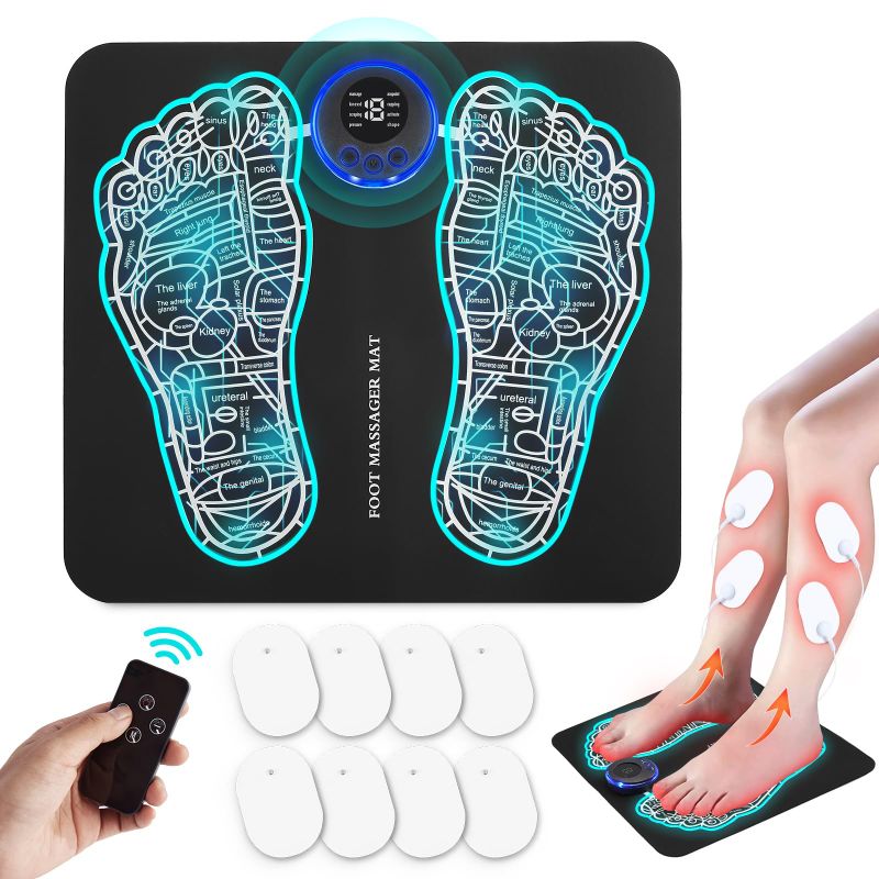 Photo 1 of EMS Foot Massager Mat with Remote Control -Improve Circulation, Muscle Relaxation, Pain Plantar Relief,Back & Leg Foot Massage, 8 Body Pads Pro-with Remote Control