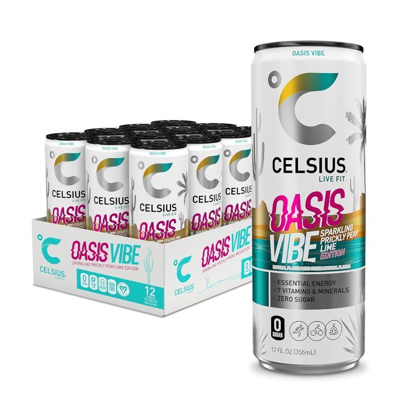 Photo 1 of CELSIUS Sparkling Oasis Vibe, Functional Essential Energy Drink, 12 Fl Oz (Pack of 12) Sparkling Oasis Vibe New Flavor! (Pack of 12)
BEST BY: 06/24