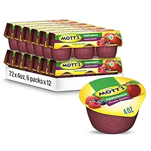 Photo 1 of Mott's Mixed Berry Applesauce, 4 Oz Cups, 72 Count (12 Packs Of 6), No Artificial Flavors, Good Source Of Vitamin C, Nutritious Option For The Whole Family

