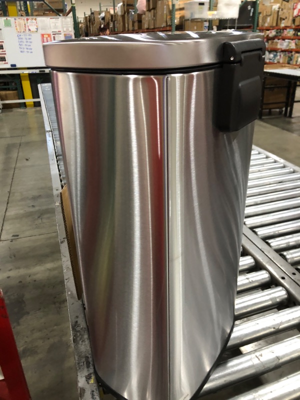 Photo 1 of 13 Gallon Kitchen Trash Can Soft Close with Anti - Bag Slip Liner and Lid, Use as Garbage Basket, Tall Dust Bin, or Decor in Bathroom, Restroom, Kitchen, or Bedroom (Brushed Stainless Steel) 50L / 13 Gallon Brushed Stainless Steel