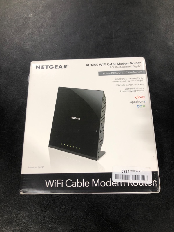 Photo 2 of NETGEAR Cable Modem Router Combo dual band C6250 - Compatible with All Cable Providers Including Xfinity by Comcast, Spectrum, Cox | for Cable Plans Up to 300 Mbps | AC1600 Wi-Fi Speed | DOCSIS 3.0 300Mbps, DOCSIS 3.0