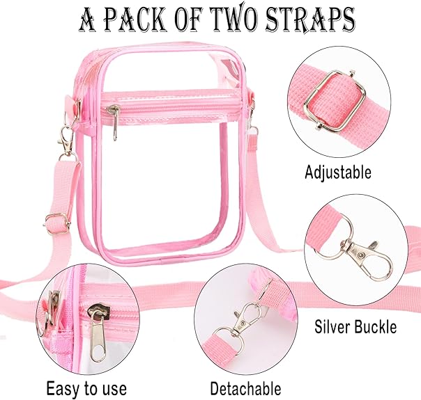 Photo 1 of WEDDINGHELPER Clear Crossbody Bag, Clear Bag Stadium Approved, Clear Bag for Concerts Sports Events Color PINK 