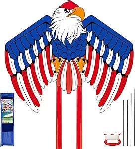 Photo 1 of Limited-time deal: YongnKids Kite for Kids Adults Easy to Fly & Assemble, Beach Large Kites for Kids Ages 4-8-12, Independence Day Patriotic American Eagle Kite Gift for Activities Outdoor Games 